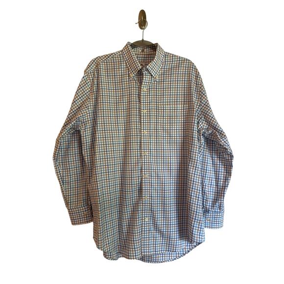 Peter Millar Nanoluxe Plaid Long Sleeve Button Down Top Size L Easy Care Cotton - Picture 1 of 6